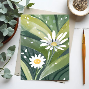 Frühlingsgänseblümchen   Aquarell Weiße Blumen Postkarte