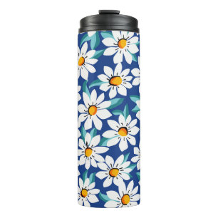 Frühlingsgänseblümchen: trendiges Blumenmuster. Thermosbecher