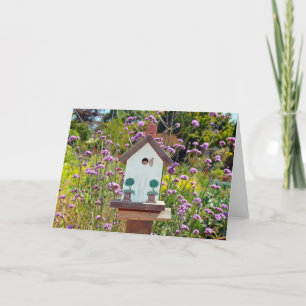 Frühlingsgarten Birdhouse-Grußkarte Karte