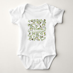 Frühlingsgarten blüht und Hummeln Baby Strampler