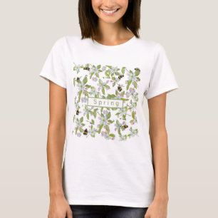 Frühlingsgarten blüht und Hummeln T-Shirt