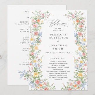 Frühlingsgarten Florale Hochzeitsprogrammkarte im Einladung