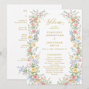 Frühlingsgarten Florale Hochzeitsprogrammkarte im Einladung