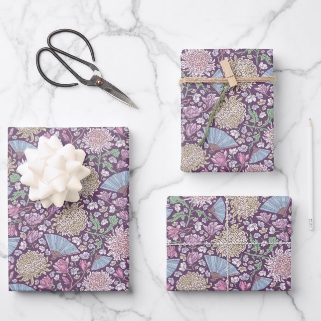 Frühlingsgarten Muttertag Chrysanthemum Mum Japan Geschenkpapier Set (Vorderseite)