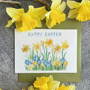 Frühlingsgarten Narzissen Frohe Ostern Feiertagskarte