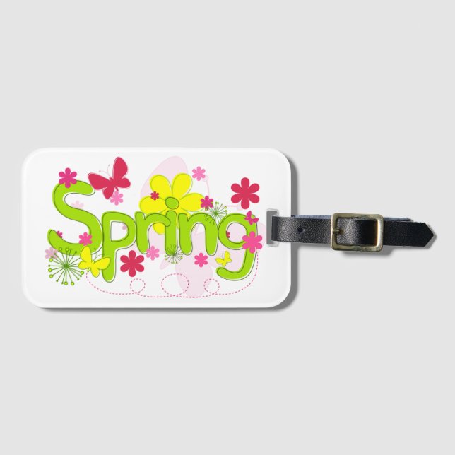 Frühlingsgarten Typografie Blumen Schmetterlinge Gepäckanhänger (Vorderseite (Horizontal))