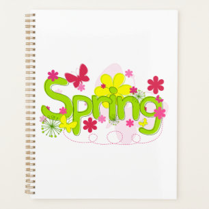 Frühlingsgarten-Typografie Blumen Schmetterlinge Planer
