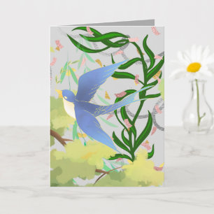 Frühlingsgarten-Vogelgrafik Karte