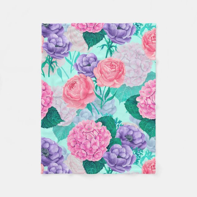 Frühlingsgarten Wasserfarbe 2 Fleecedecke (Vorderseite)