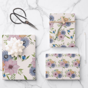 Frühlingsgarten Wasserfarbe Blassrosa Geschenkpapier Set