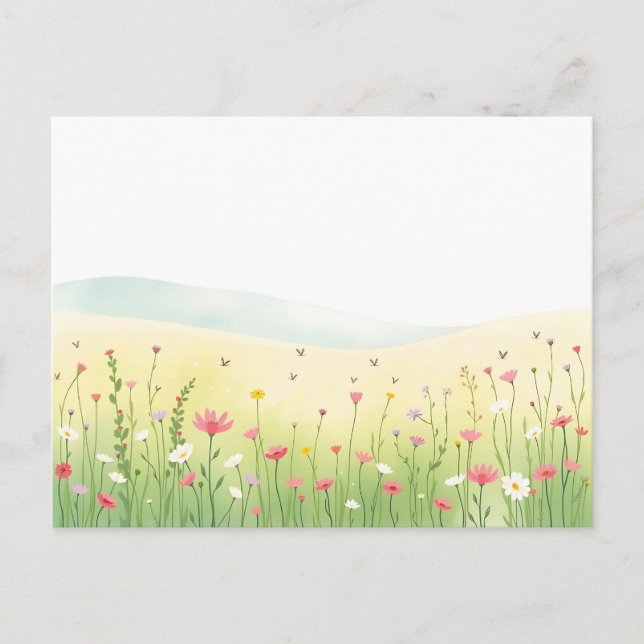 Frühlingsgarten Wasserfarbe mit Minze Grün Postkarte (Vorderseite)