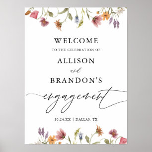 Frühlingsgarten-Wildblumen-Hochzeitsankündigung-Wi Poster