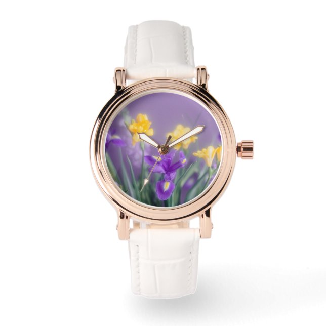 Frühlingsgarten Wispernde Blüten Armbanduhr (Vorderseite)