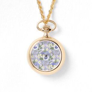 Frühlingsgartenblumen auf Lavendel Armbanduhr