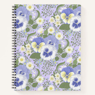 Frühlingsgartenblumen auf Lavendel Notizbuch
