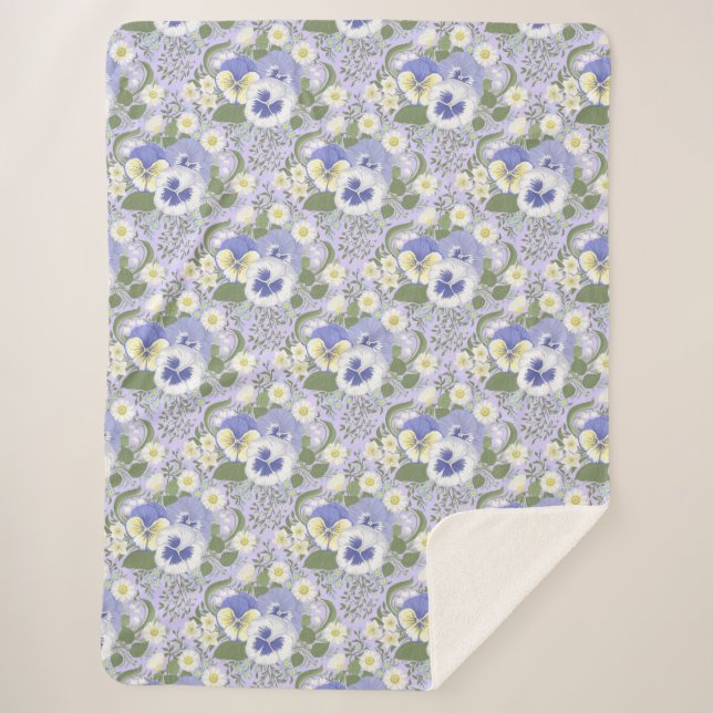 Frühlingsgartenblumen auf Lavendel Sherpadecke (Vorderseite)