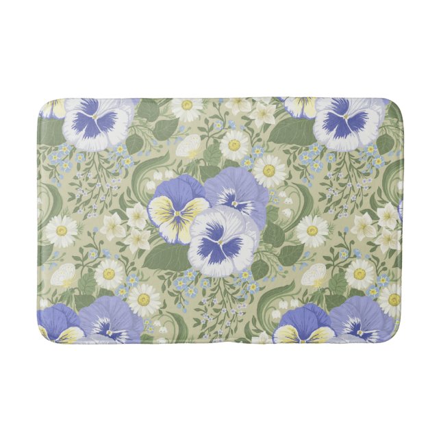Frühlingsgartenblumen auf Salbei Badematte (Vorderseite)