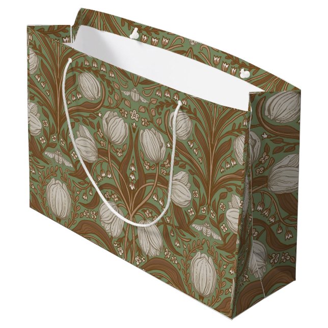 Frühlingsgartenblumen auf Salbei Große Geschenktüte (Rückseite Schrägansicht)