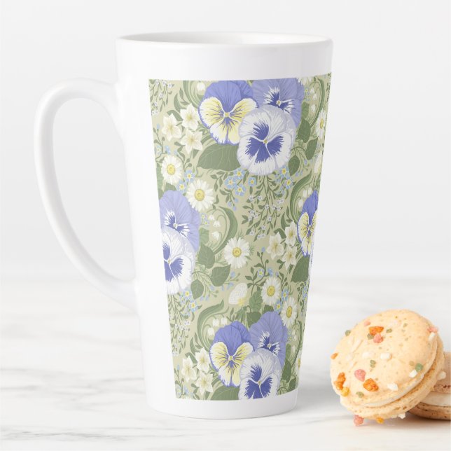 Frühlingsgartenblumen auf Salbei Milchtasse (Beispiel)