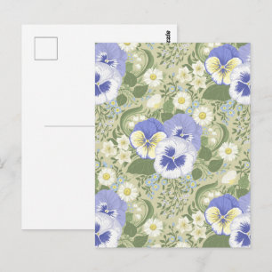 Frühlingsgartenblumen auf Salbei Postkarte