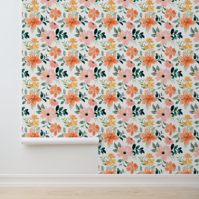Frühlingsgeflüster Wasserfarben-Blumen Tapete (Anwendung)