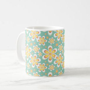 Frühlingsgelbe Blumen auf Grün Kaffeetasse