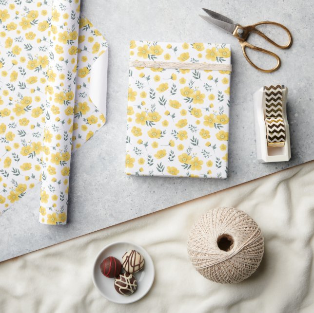 Frühlingsglanz: Gelbe Mohnblume  Geschenkpapier (Kunsthandwerk)