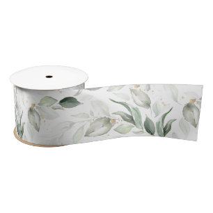 Frühlingsgold Grünlaub Elegantes Weiß Satinband