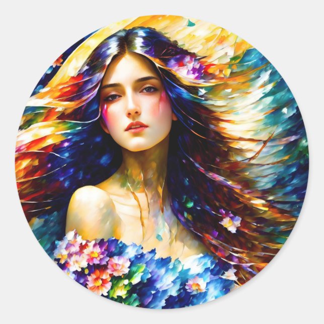 Frühlingsgöttin Runder Aufkleber (Vorderseite)