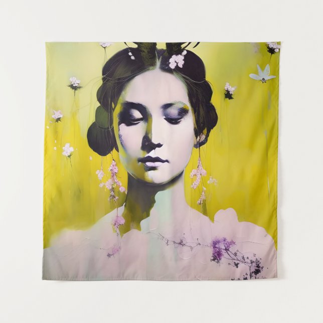 Frühlingsgöttin Yellows und Pinks Wandteppich (Vorderseite)