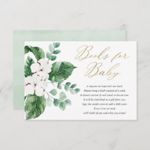 Frühlingsgrün goldfarbene Blumenbücher für Baby Begleitkarte