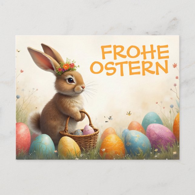 Frühlingsgrüß vom Osterhasen Feiertagspostkarte (Vorderseite)