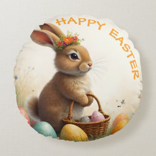 Frühlingsgrüße vom Osterhasen Rundes Kissen