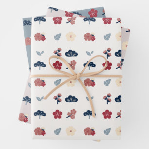 Frühlingshafte Boho-Blumenmotive  Geschenkpapier Set