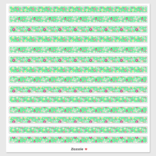 Frühlingshafte grüne Blume und Bikes dünne Grenzen Aufkleber (Blatt)