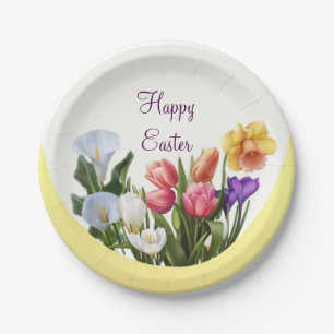 Frühlingshafte Osterblumen Elegant Pappteller
