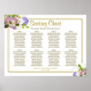 Frühlingshafte Pastell-Blumen-Hochzeitstisch-Plan Poster