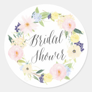 Frühlingshafter Blumenkranz Brautbad-Stempel in Pa Runder Aufkleber