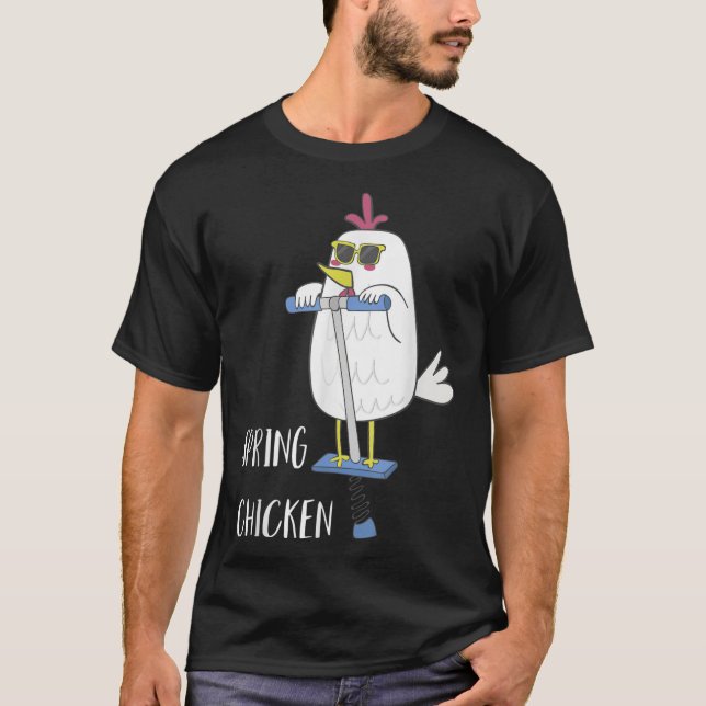 Frühlingshähnchen Hühnchen auf dem Pogo Hängebold T-Shirt (Vorderseite)