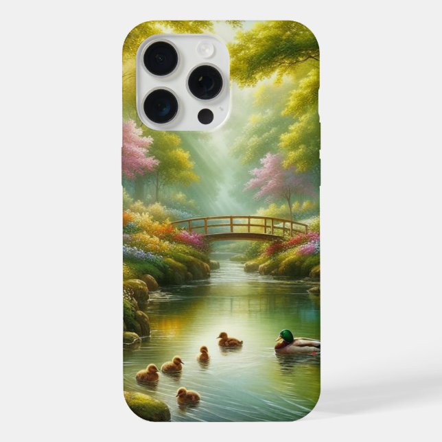 Frühlingshai mit Enten/Blume iPhone Hülle (Rückseite)