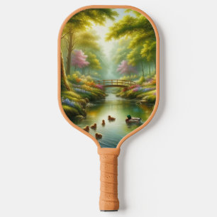 Frühlingshai mit Enten/Blume Pickleball Schläger