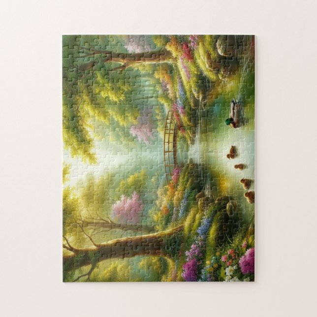 Frühlingshai mit Enten/Blume Puzzle (Vertikal)