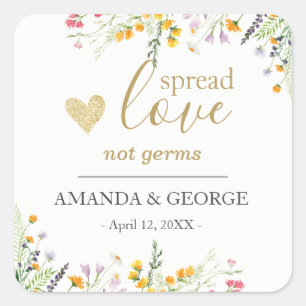 Frühlingshandanitisierer kennzeichnen Wildblumen Quadratischer Aufkleber