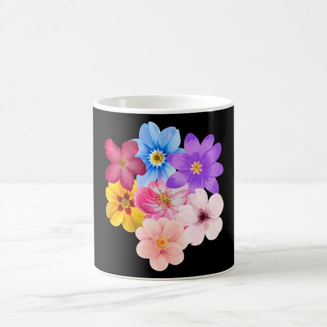 Frühlingsharmonie - Gemischter Wasserfarben-Blumen Kaffeetasse (Mittel)