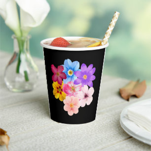 Frühlingsharmonie - Gemischter Wasserfarben-Blumen Pappbecher
