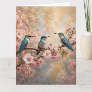 Frühlingsharmonie, Kolibris unter Kirschblüten Karte