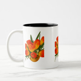 Frühlingsharmonie – Orange und gelbe Tulpen Zweifarbige Tasse