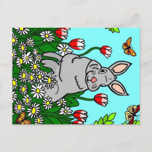 Frühlingshase im Garten der Blume Postkarte