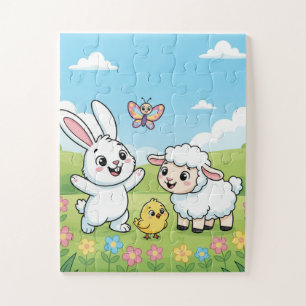 Frühlingshase Kinderpuzzle   Hase Lamm Küken Bildu Puzzle