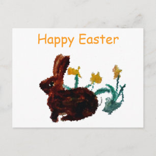 Frühlingshasen Daffodie Art Feiertagspostkarte